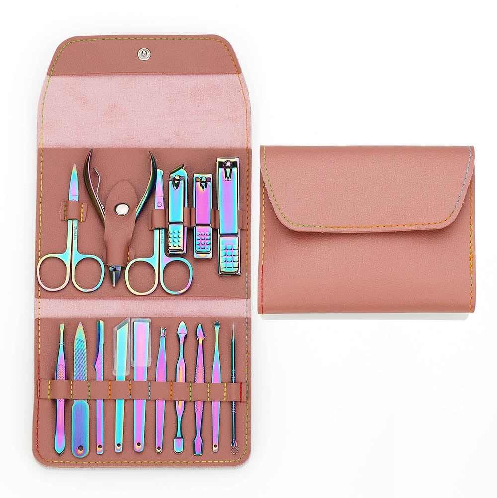 New 16 In 1 Nail Cutter Professional Stainless Steel Scissors Grooming Kit Art Cuticle Utility Tools Nail Clipper Manicure Set