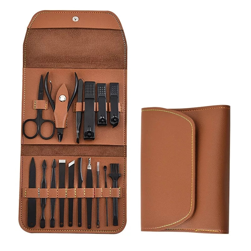New 16 In 1 Nail Cutter Professional Stainless Steel Scissors Grooming Kit Art Cuticle Utility Tools Nail Clipper Manicure Set