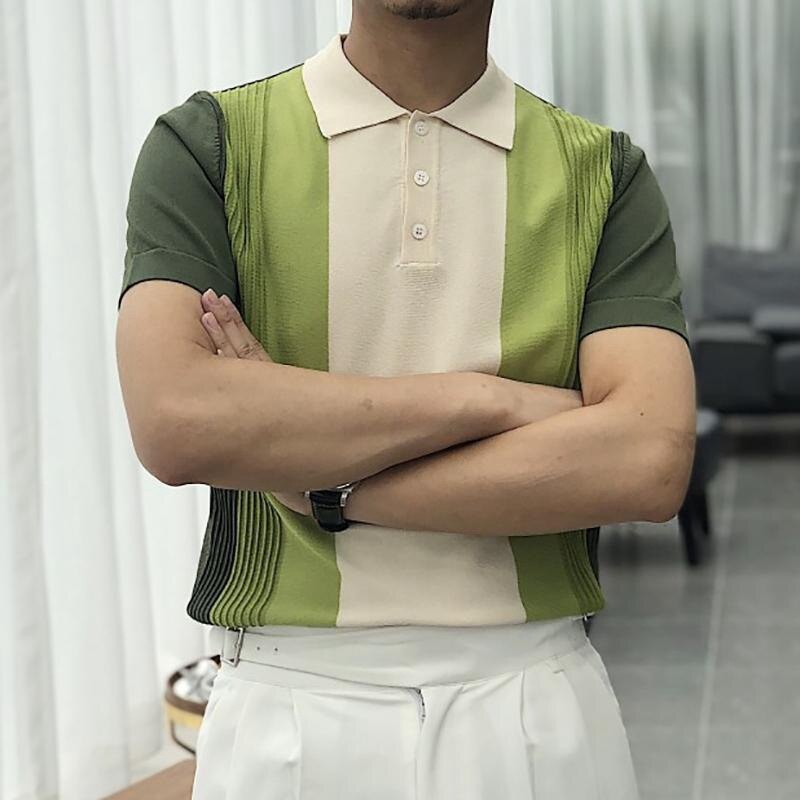 2023 Summer Mens Polo Shirt Short Sleeve Polo Business T Shirt High Quality Men's Polo Shirt Streetwear Casual Knit Shirt