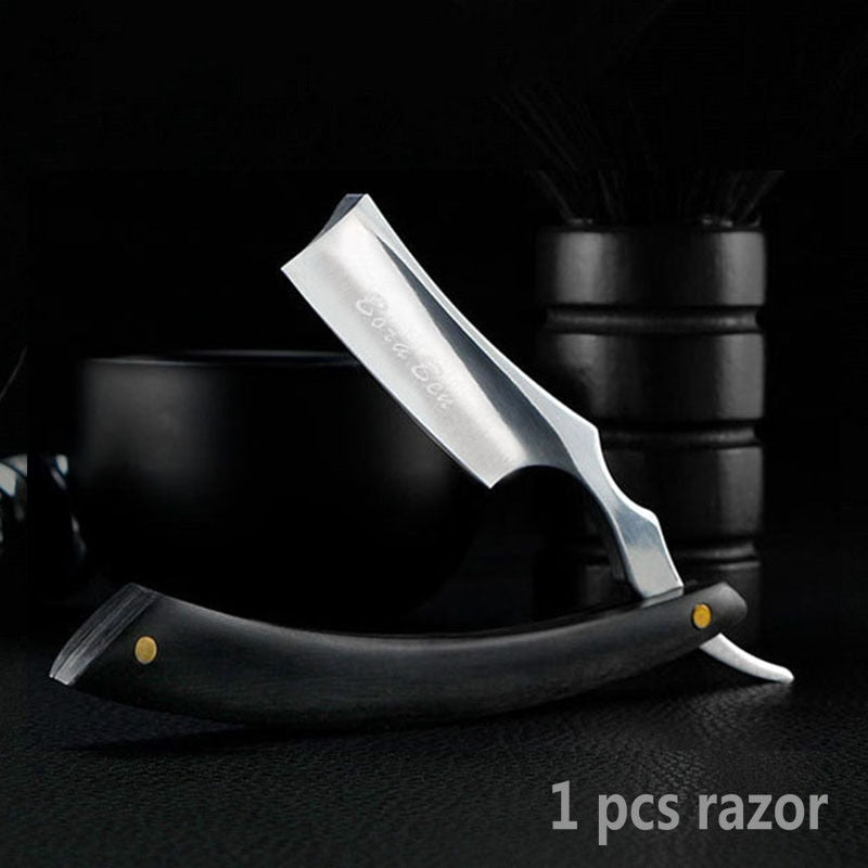 Wooden professional straight edge stainless steel sharp barber razor folding shaving knife shave beard cut