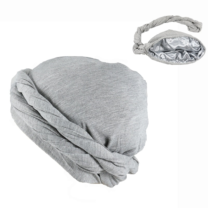 Modal Satin Spring Turban for Men Twist Head Wraps for Men Stretch Tie for Hair Headscarf Breathable Hat Hood Headscarf Beanies
