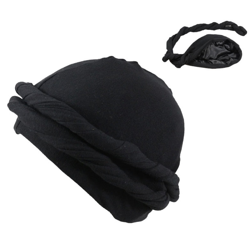 Modal Satin Spring Turban for Men Twist Head Wraps for Men Stretch Tie for Hair Headscarf Breathable Hat Hood Headscarf Beanies