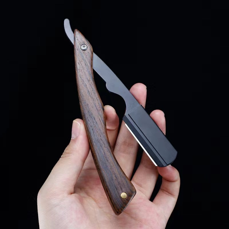 Wooden professional straight edge stainless steel sharp barber razor folding shaving knife shave beard cut