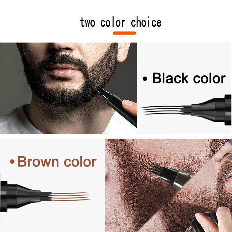 Beard Filling Pen Kit Beard Enhancer Brush Beard Coloring Shaping Tools Waterproof Black Brown Hair Pencil Repair Tools