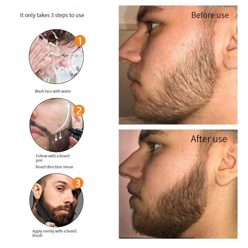 Beard Filling Pen Kit Beard Enhancer Brush Beard Coloring Shaping Tools Waterproof Black Brown Hair Pencil Repair Tools