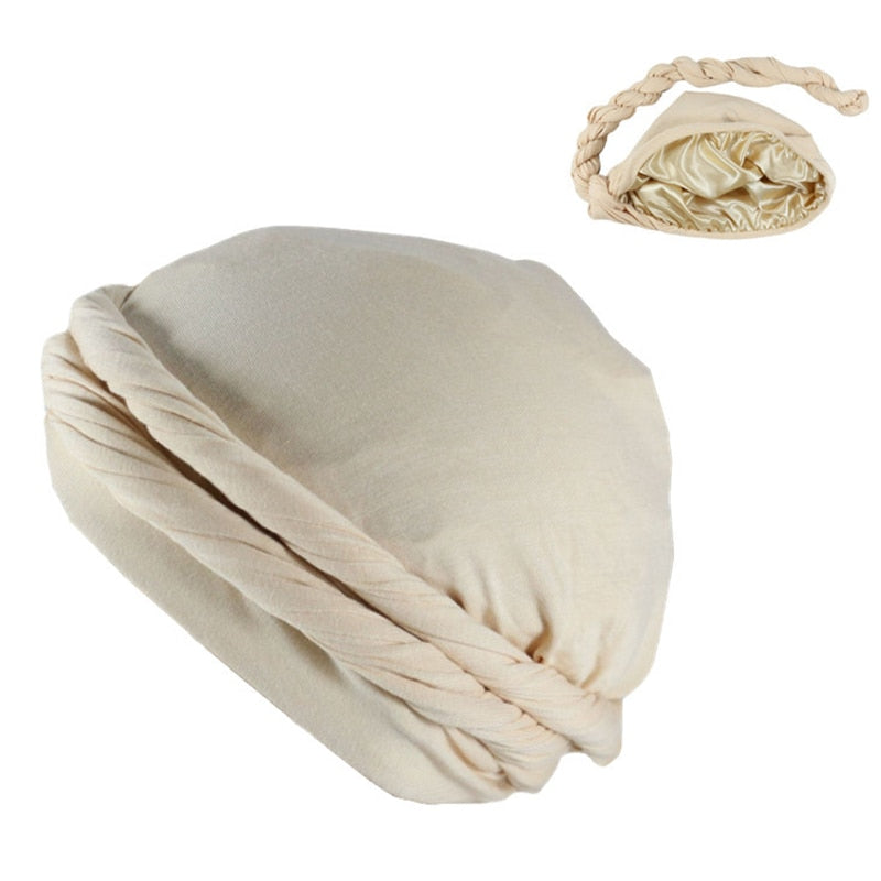 Modal Satin Spring Turban for Men Twist Head Wraps for Men Stretch Tie for Hair Headscarf Breathable Hat Hood Headscarf Beanies