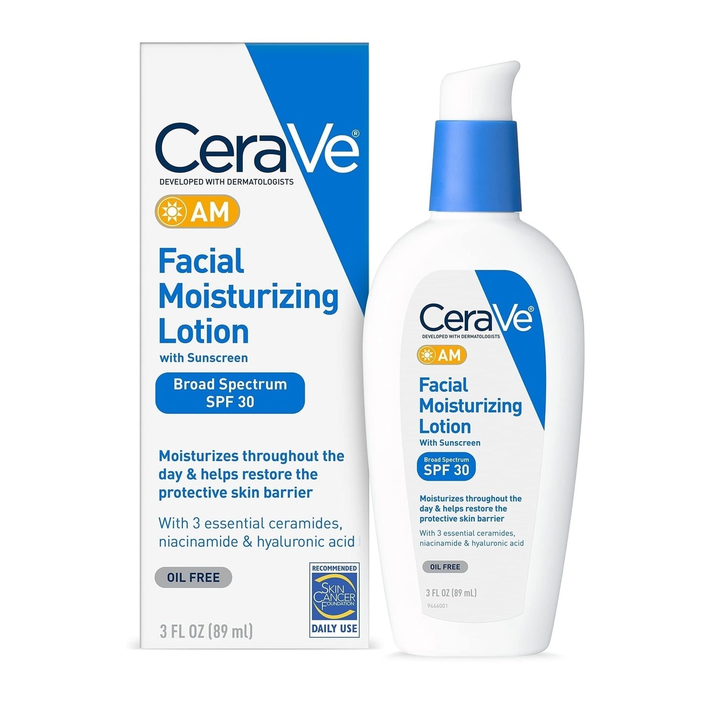 CeraVe Facial Moisturizing Lotion AM Day And PM Night Cream With SPF30 Repair Sensitive Skin Nicotinamide Ceramide Creams 89ML