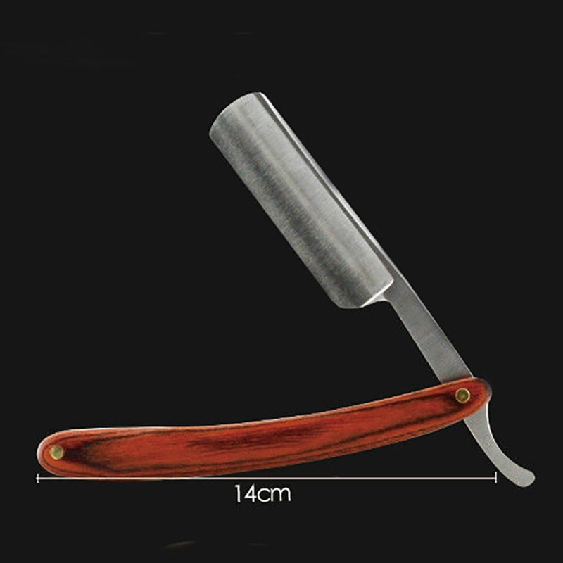 Wooden professional straight edge stainless steel sharp barber razor folding shaving knife shave beard cut