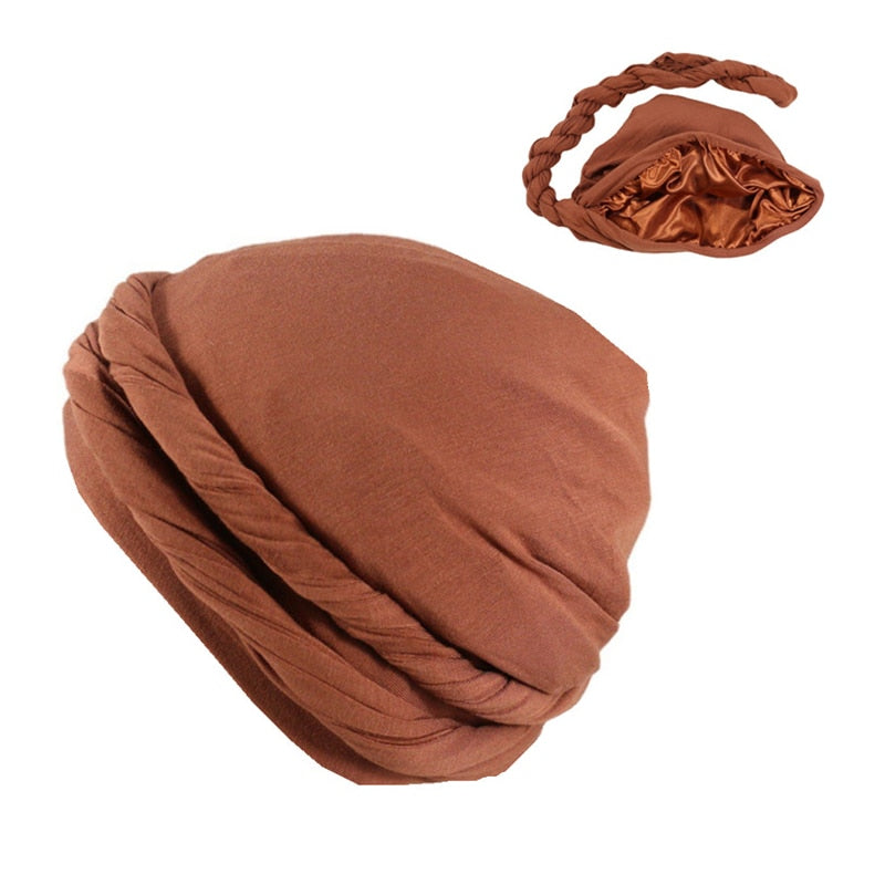 Modal Satin Spring Turban for Men Twist Head Wraps for Men Stretch Tie for Hair Headscarf Breathable Hat Hood Headscarf Beanies