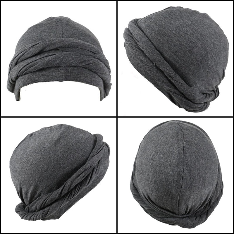 Modal Satin Spring Turban for Men Twist Head Wraps for Men Stretch Tie for Hair Headscarf Breathable Hat Hood Headscarf Beanies