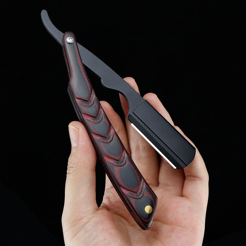Wooden professional straight edge stainless steel sharp barber razor folding shaving knife shave beard cut