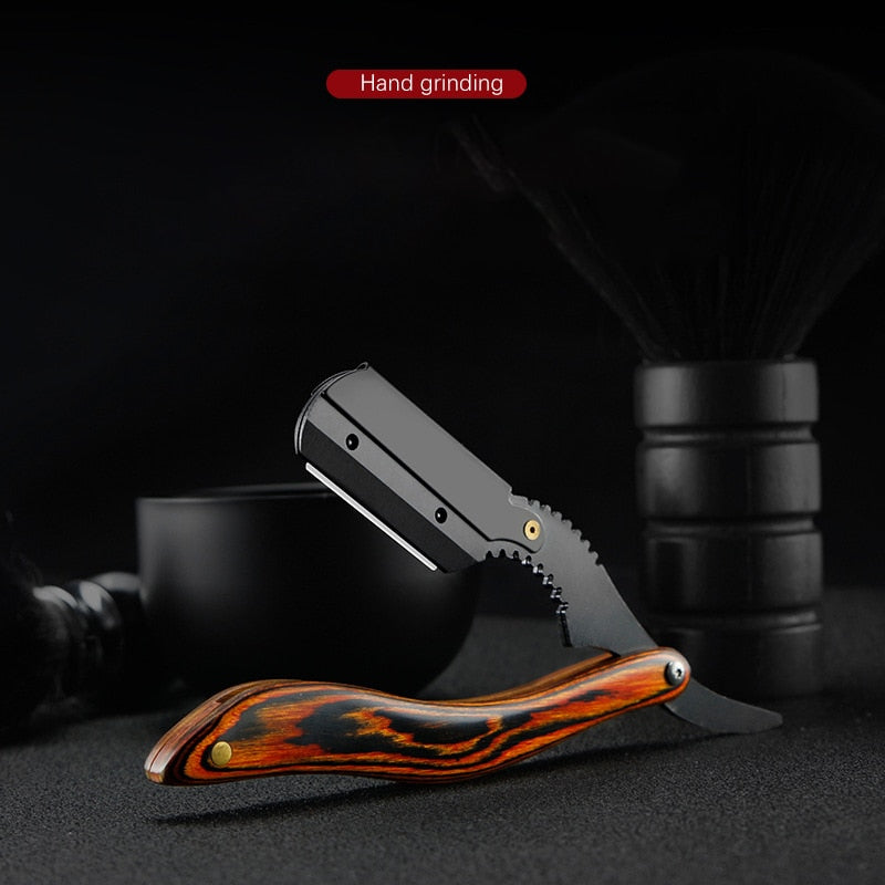 Wooden professional straight edge stainless steel sharp barber razor folding shaving knife shave beard cut