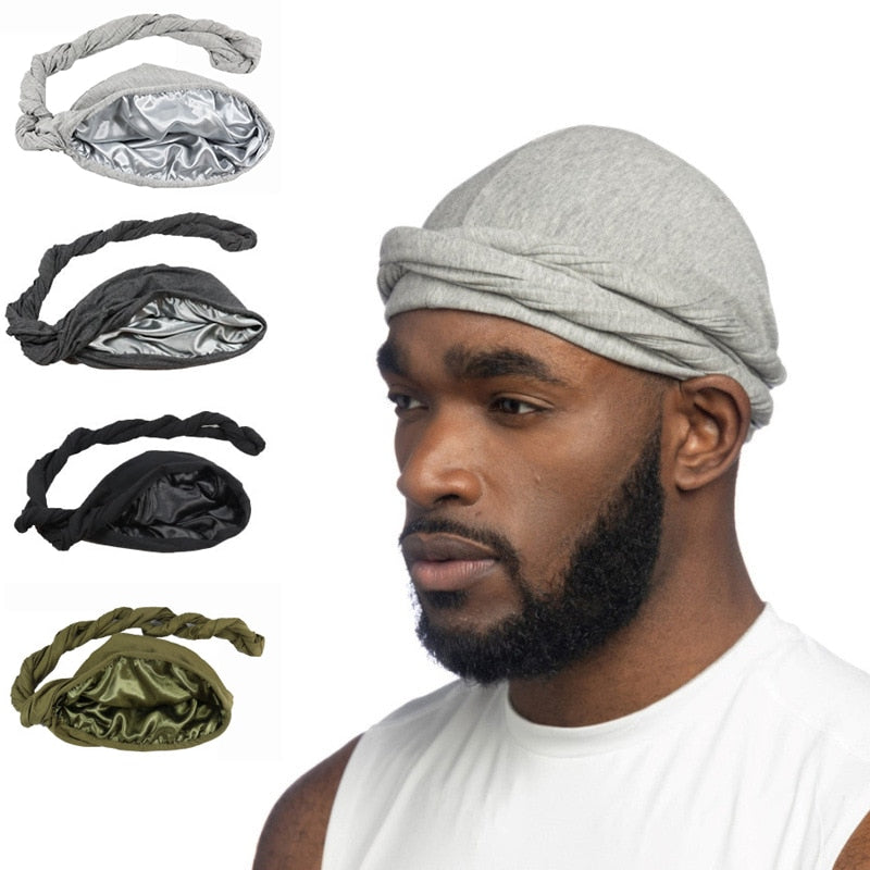 Modal Satin Spring Turban for Men Twist Head Wraps for Men Stretch Tie for Hair Headscarf Breathable Hat Hood Headscarf Beanies
