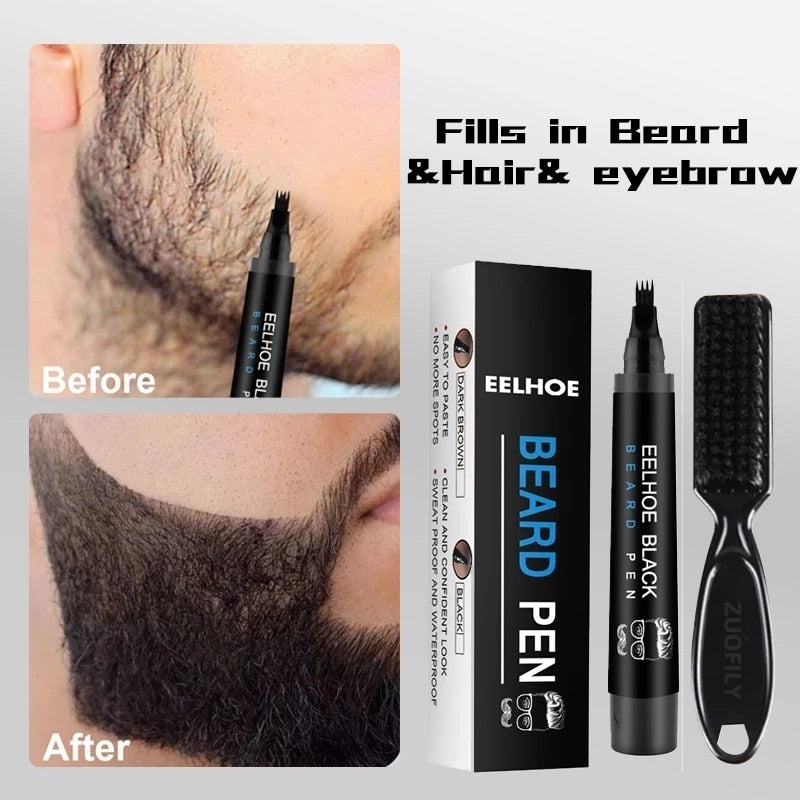 Beard Filling Pen Kit Beard Enhancer Brush Beard Coloring Shaping Tools Waterproof Black Brown Hair Pencil Repair Tools