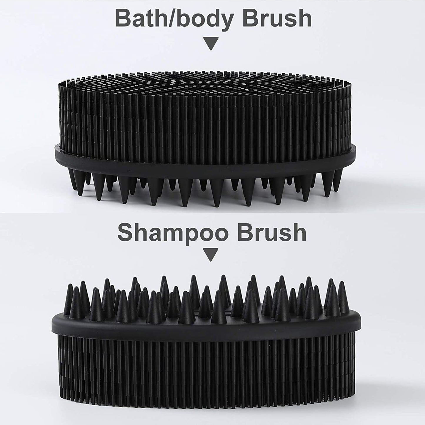 Exfoliating Silicone Body Brush,2 in 1 Bath and Shampoo Brush,Wet and Dry Scalp Massager,Premium Silicone Loofah,Lathers Well
