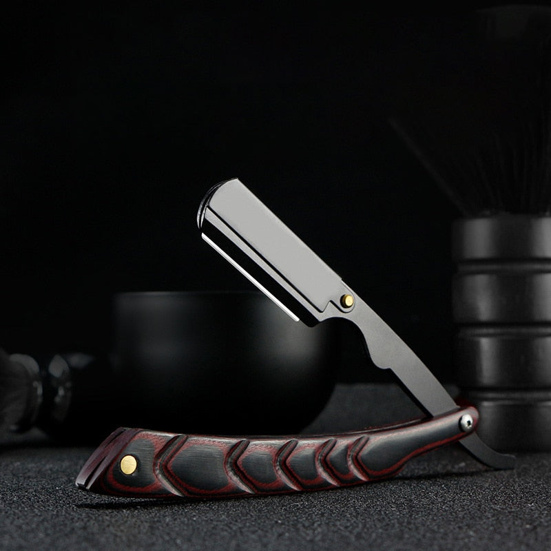 Wooden professional straight edge stainless steel sharp barber razor folding shaving knife shave beard cut