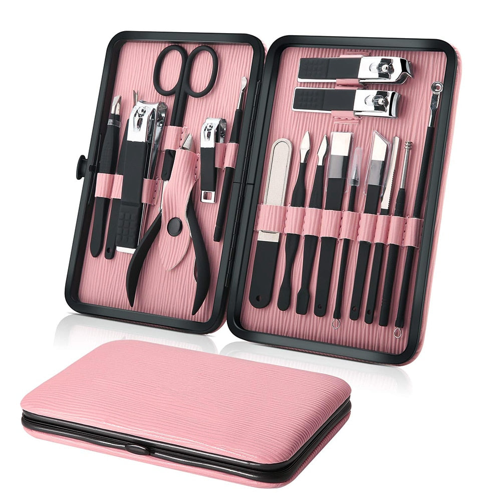 New 16 In 1 Nail Cutter Professional Stainless Steel Scissors Grooming Kit Art Cuticle Utility Tools Nail Clipper Manicure Set