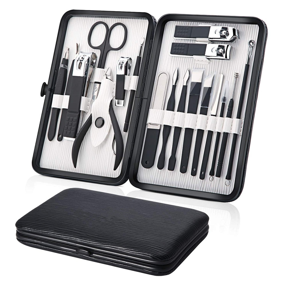 New 16 In 1 Nail Cutter Professional Stainless Steel Scissors Grooming Kit Art Cuticle Utility Tools Nail Clipper Manicure Set