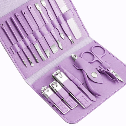 New 16 In 1 Nail Cutter Professional Stainless Steel Scissors Grooming Kit Art Cuticle Utility Tools Nail Clipper Manicure Set