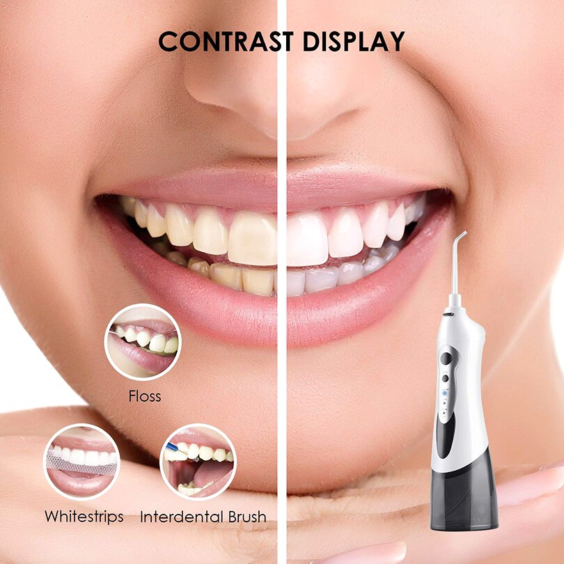 Oral Irrigator Portable Dental Water Flosser for Bridges Care Large Capacity 4 Replacement Tips Professional Irrigador Dental