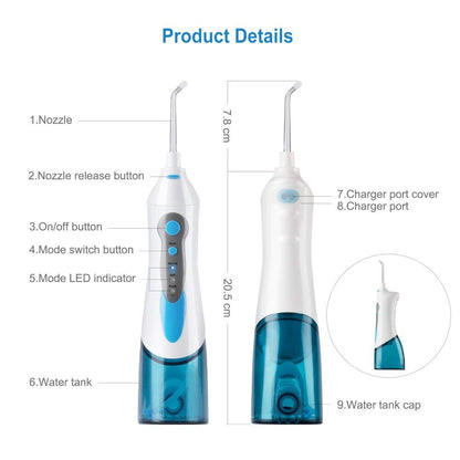 Oral Irrigator Portable Dental Water Flosser for Bridges Care Large Capacity 4 Replacement Tips Professional Irrigador Dental