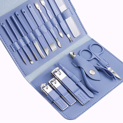 New 16 In 1 Nail Cutter Professional Stainless Steel Scissors Grooming Kit Art Cuticle Utility Tools Nail Clipper Manicure Set