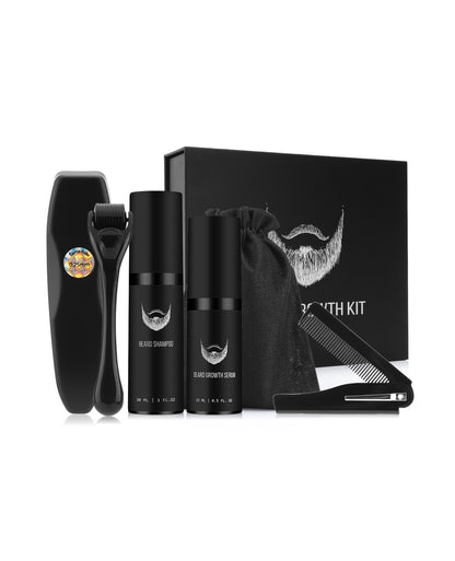 4Pcs/set Men Beard Growth Kit Professional Hair Growth Enhancer Set Beard Care Nourishing with Beard Growth Roller Massage Comb