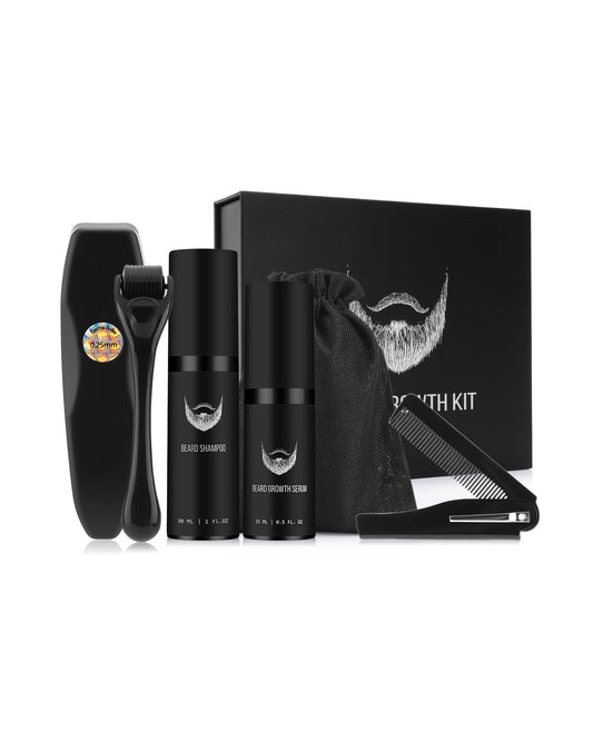 4Pcs/set Men Beard Growth Kit Professional Hair Growth Enhancer Set Beard Care Nourishing with Beard Growth Roller Massage Comb