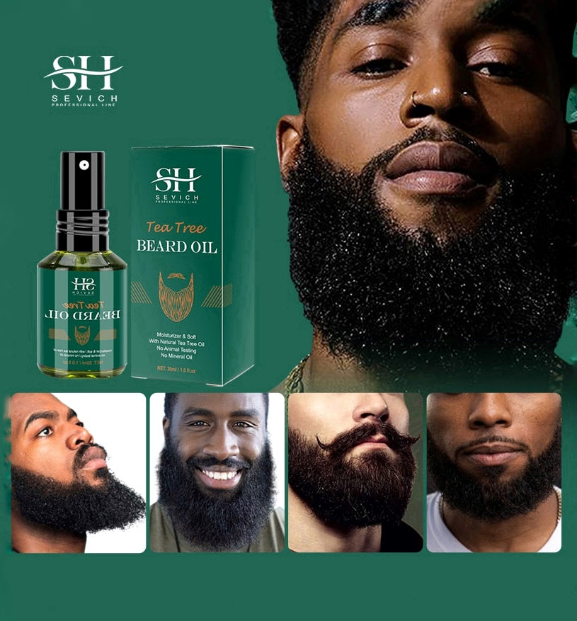 2023 Biotin Beard Oil For Men Natural Tea Tree Nourishing Regrowth Oil Anti Hair Loss Product Man Beard Hair Growth Essence Oil