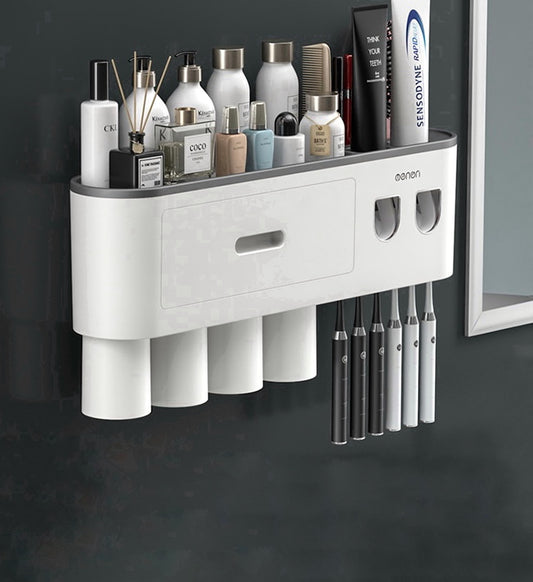 Bathroom Magnetic Adsorption Inverted Toothbrush Holder Wall -Automatic Toothpaste Squeezer Storage Rack Bathroom Accessories