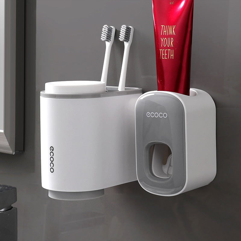 Bathroom Accessories Set Toothbrush Holder Toothpaste Dispenser Wall Mount Toothbrush Cup Storage Rack Toothpaste Squeezer