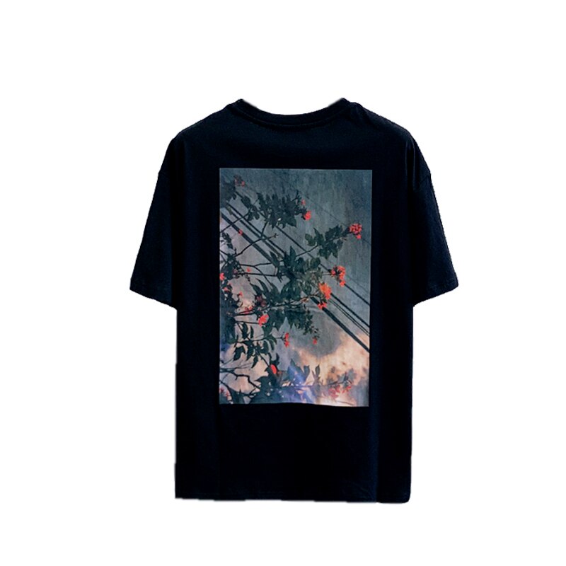 Summer High Quality Essentials T-shirts High Street Flower Print 100% Cotton Hip Hop Loose Men's and Women's Oversized Tees