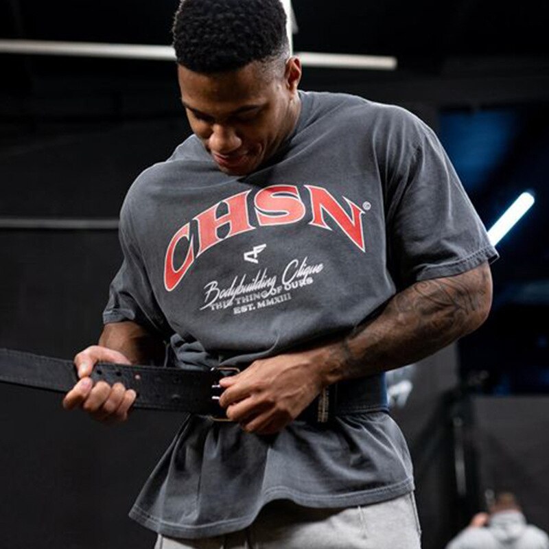 Men New Oversized Loose Clothing Sports T-shirt Summer Cotton Gym Fitness Bodybuilding Workout Shirts Short Sleeves Tees Tops