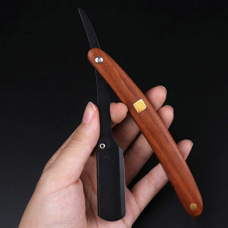Wooden professional straight edge stainless steel sharp barber razor folding shaving knife shave beard cut