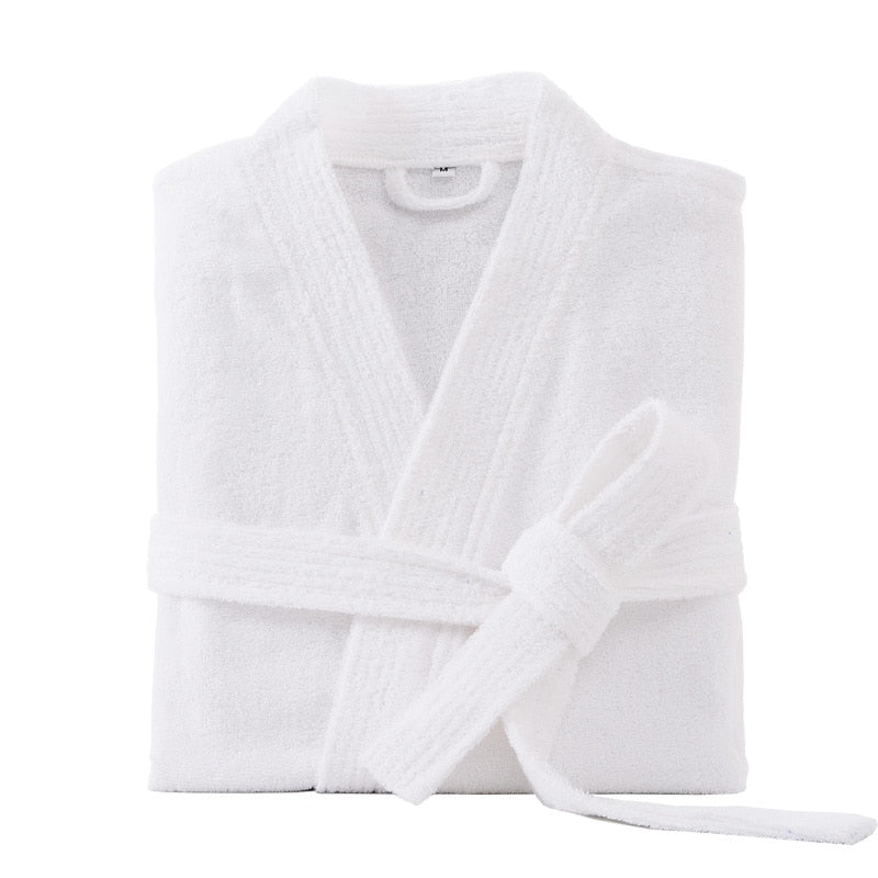 100% Cotton Bathrobe for Men Long Thick Absorbent Terry Bath Robe Kimono Men Towel Bathrobe Solid Sleepwear Women Dressing Gown