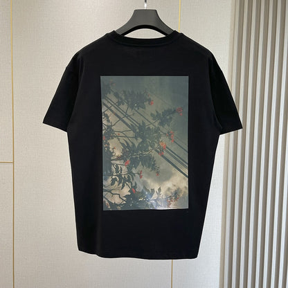 Summer High Quality Essentials T-shirts High Street Flower Print 100% Cotton Hip Hop Loose Men's and Women's Oversized Tees