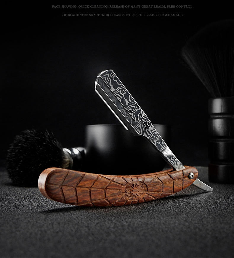 Wooden professional straight edge stainless steel sharp barber razor folding shaving knife shave beard cut