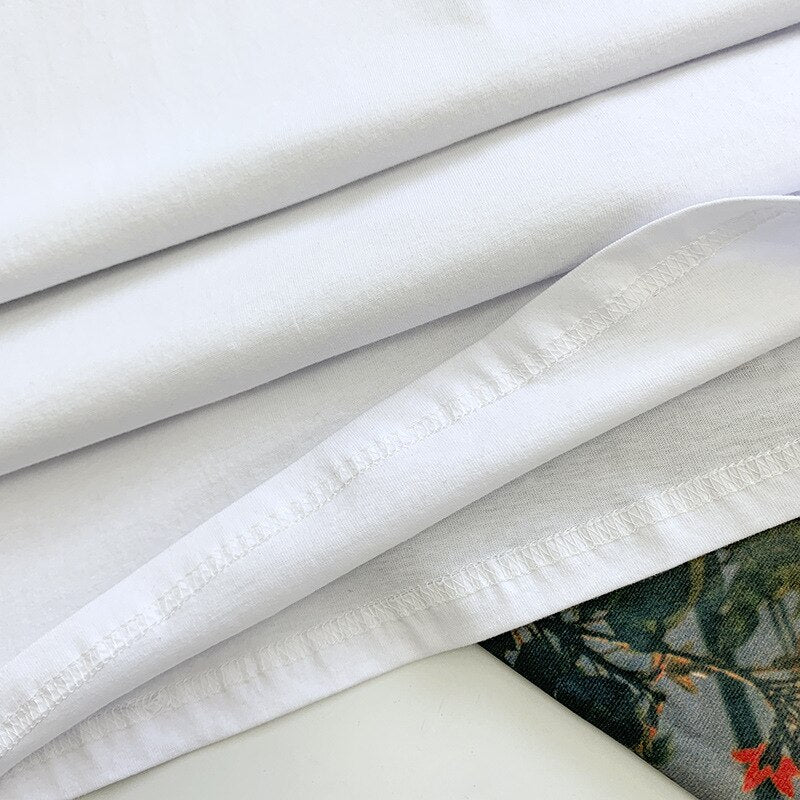 Summer High Quality Essentials T-shirts High Street Flower Print 100% Cotton Hip Hop Loose Men's and Women's Oversized Tees