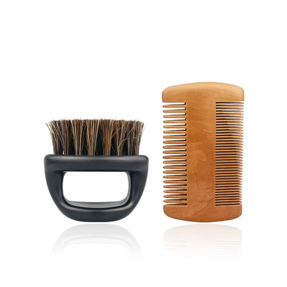 Professional Soft Boar Bristle Wood Beard Brush Hairdresser Shaving Brush Comb Men Mustache Comb Kit With Gift Bag Hair Comb Set