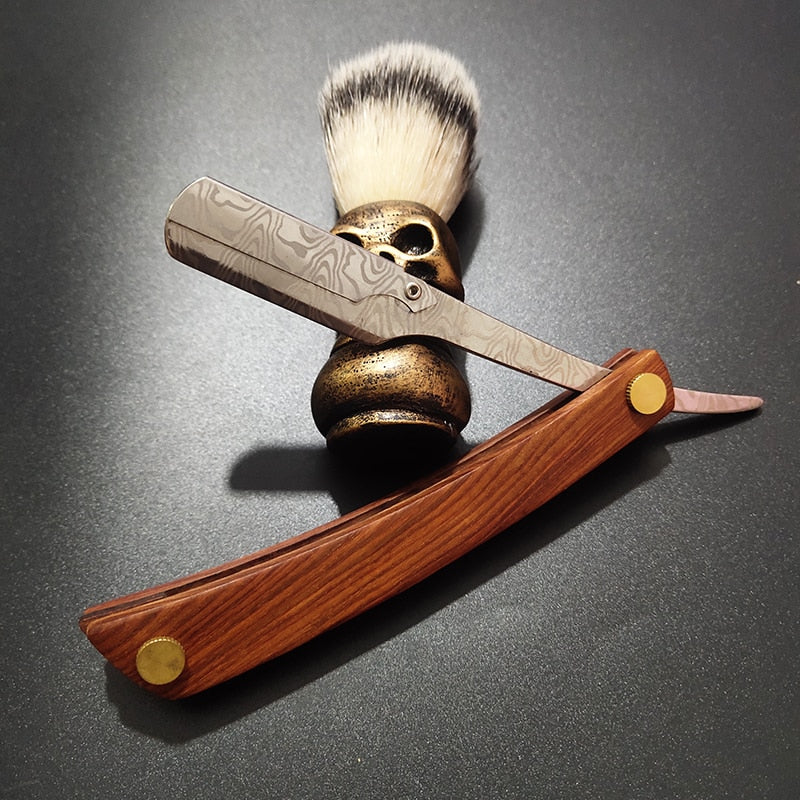 Wooden professional straight edge stainless steel sharp barber razor folding shaving knife shave beard cut