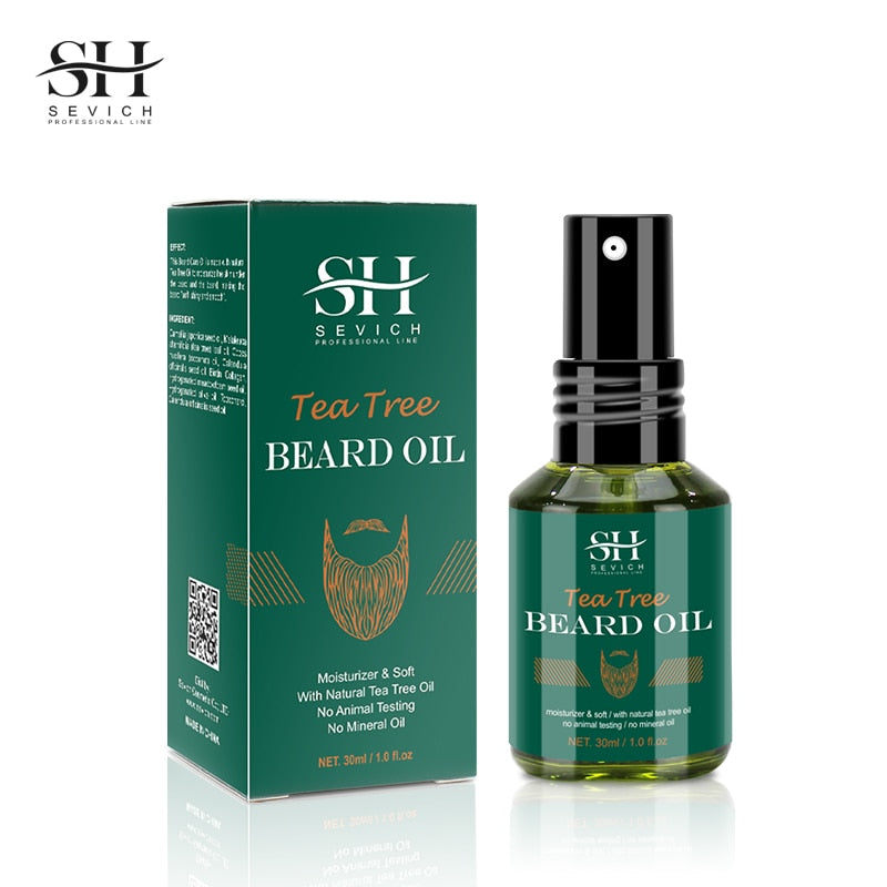 2023 Biotin Beard Oil For Men Natural Tea Tree Nourishing Regrowth Oil Anti Hair Loss Product Man Beard Hair Growth Essence Oil