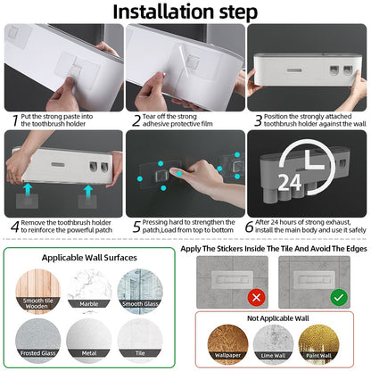 Bathroom Magnetic Adsorption Inverted Toothbrush Holder Wall -Automatic Toothpaste Squeezer Storage Rack Bathroom Accessories