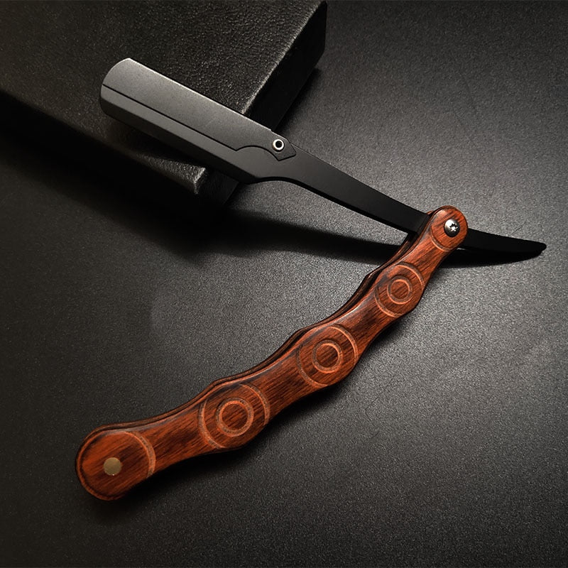 Wooden professional straight edge stainless steel sharp barber razor folding shaving knife shave beard cut
