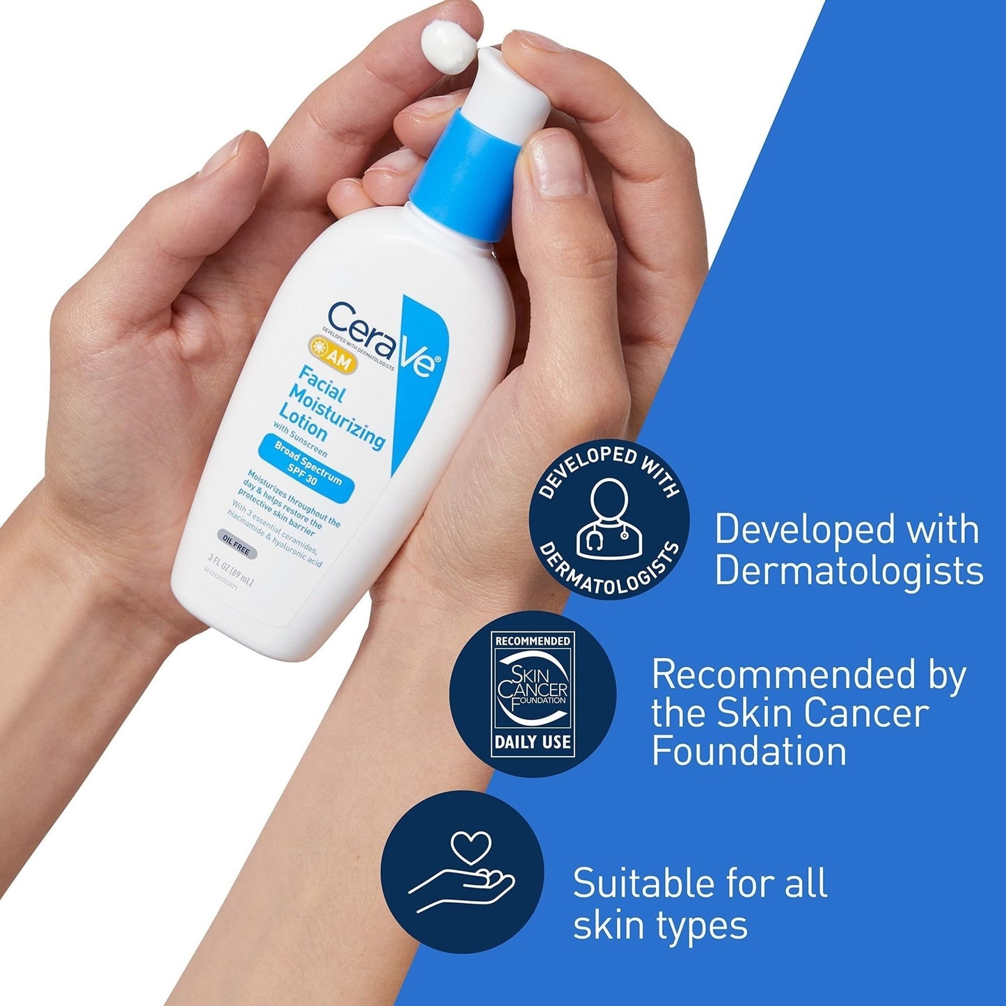 CeraVe Facial Moisturizing Lotion AM Day And PM Night Cream With SPF30 Repair Sensitive Skin Nicotinamide Ceramide Creams 89ML