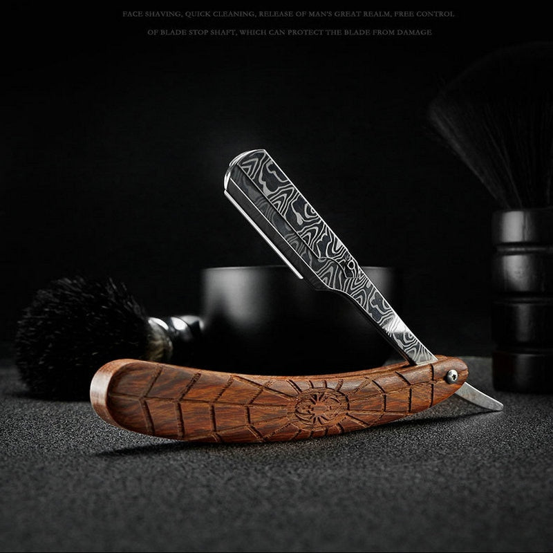 Wooden professional straight edge stainless steel sharp barber razor folding shaving knife shave beard cut