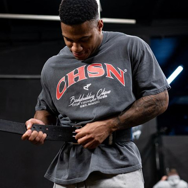 Men New Oversized Loose Clothing Sports T-shirt Summer Cotton Gym Fitness Bodybuilding Workout Shirts Short Sleeves Tees Tops